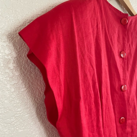 Kenar | Vintage red cap sleeve shoulder pads dress size 6 - Picture 6 of 7